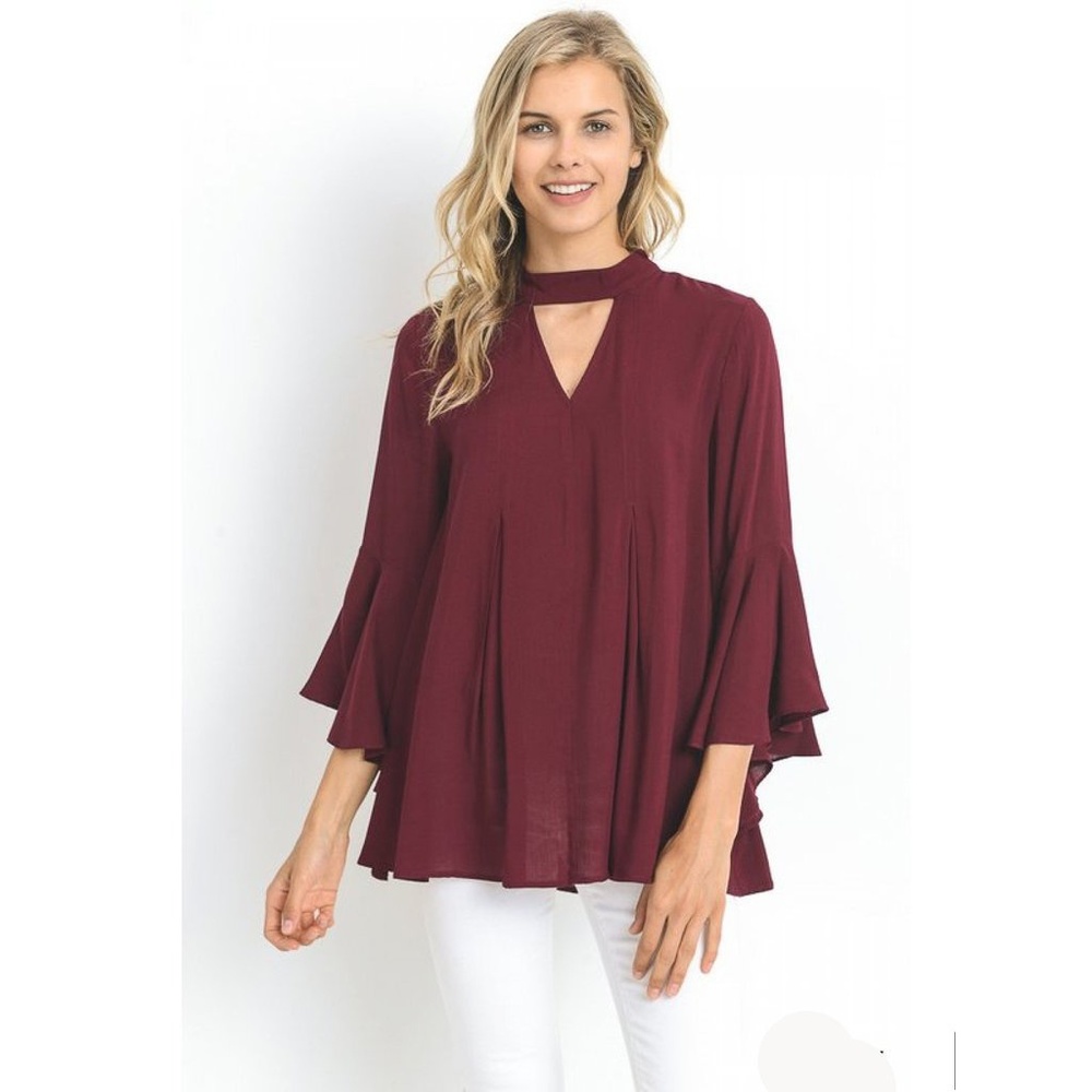 Charley Top Red Solid 3/4 Sleeves